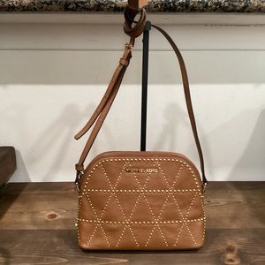 Michael Kors Adele Dome Tan Gold Studded Crossbody